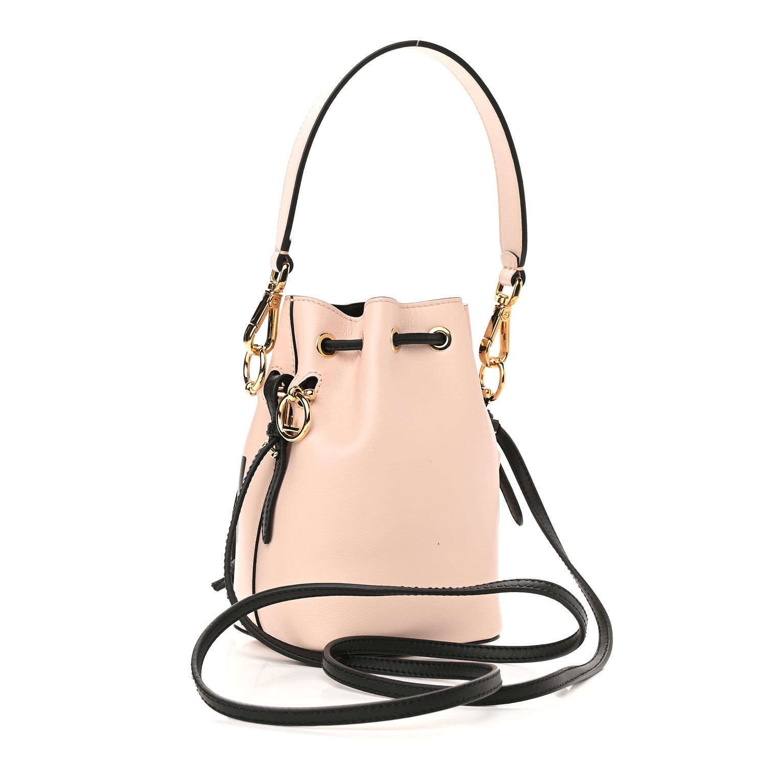 Fendi Vitello Fluffy Grace F is Fendi Logo Embossed Mini Mon Tresor Bucket Bag Rosa Quarzo Black 3 of 9