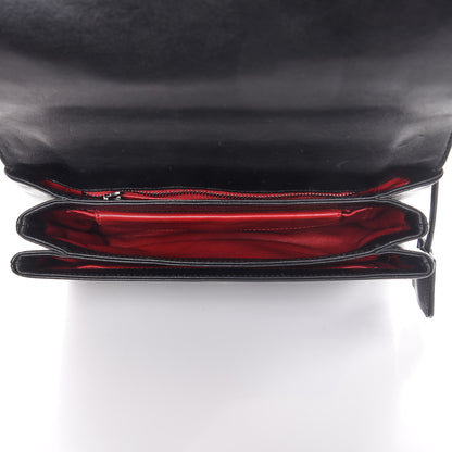 Prada Soft Calf Grommet Lock Flap Chain Shoulder Bag Black 5 of 7