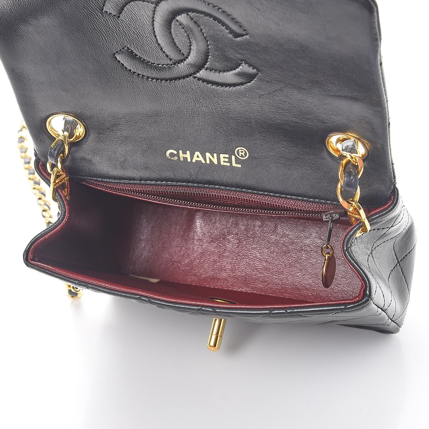 Lambskin Quilted Mini Square Flap Black