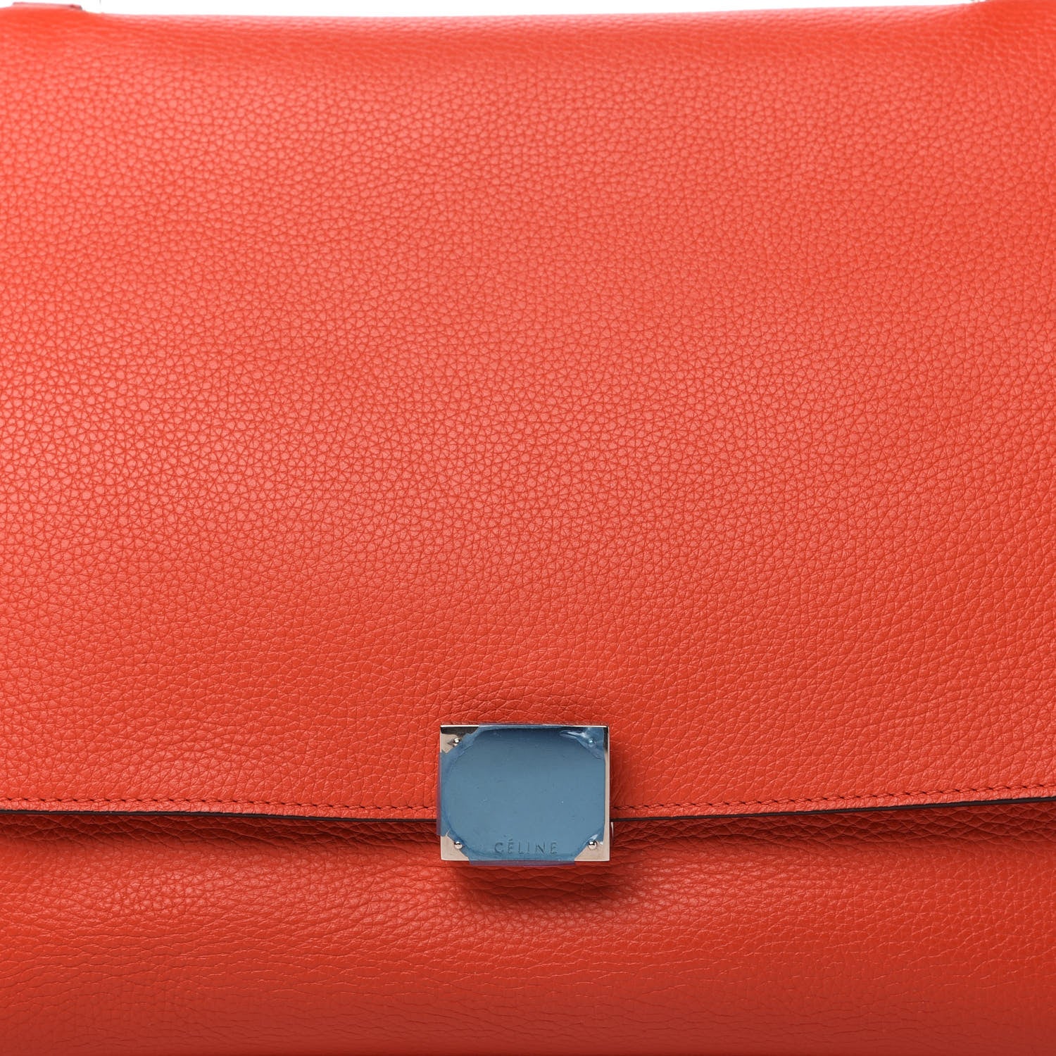 Celine Drummed Calfskin Suede Medium Trapeze Coquelicot 9 of 9