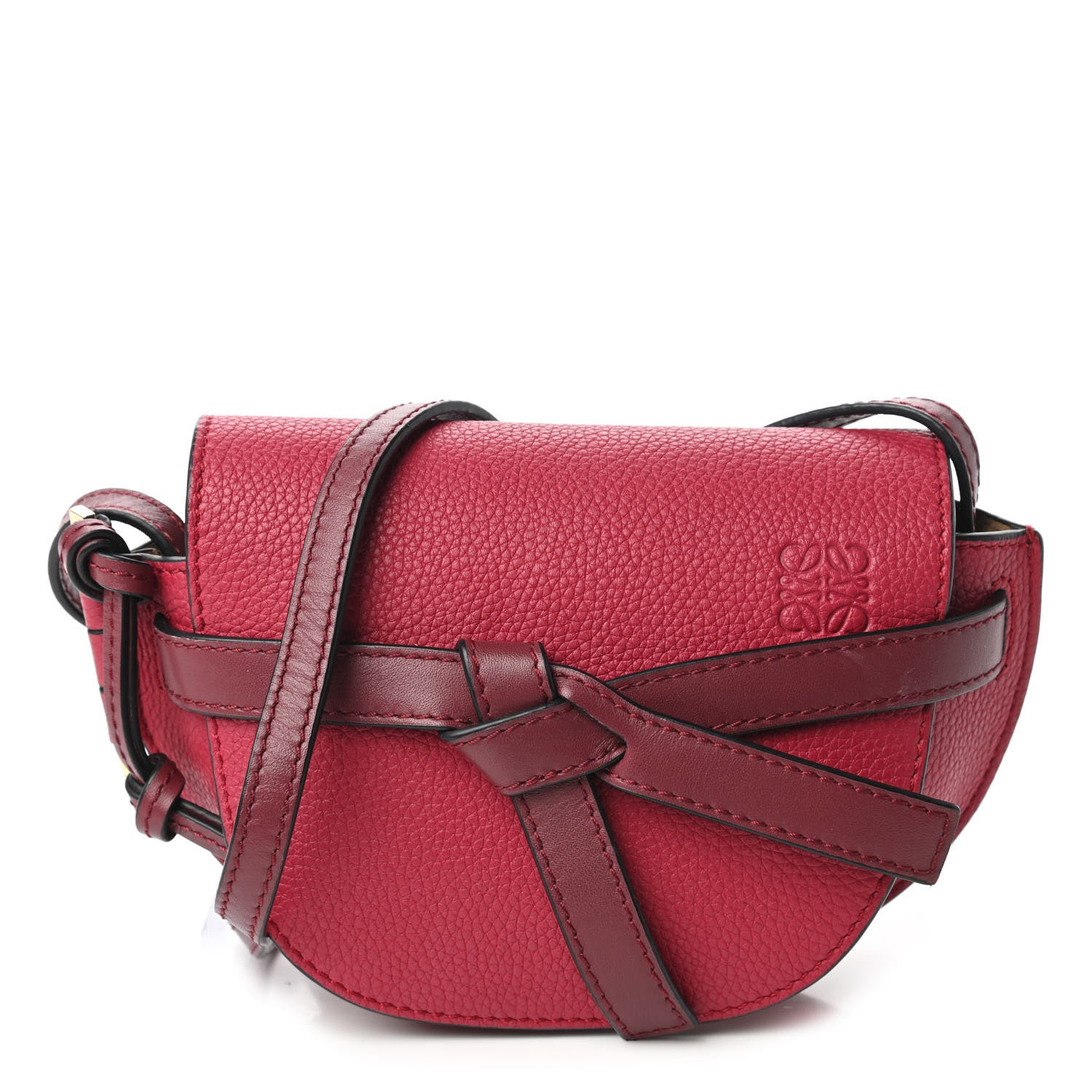 Loewe Grained Calfskin Mini Gate Crossbody Bag Raspberry Wine 1 of 10