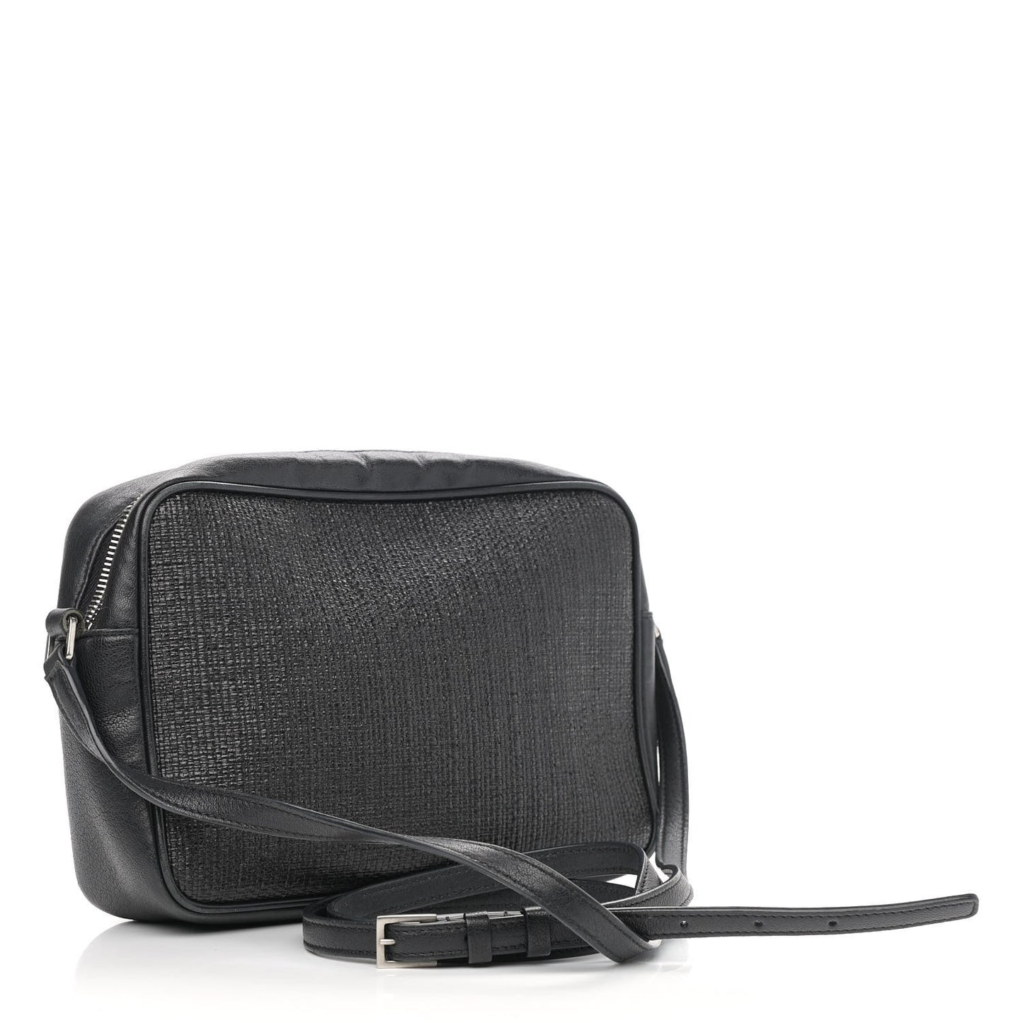 Raffia Canvas Monogram Lou Camera Bag Black