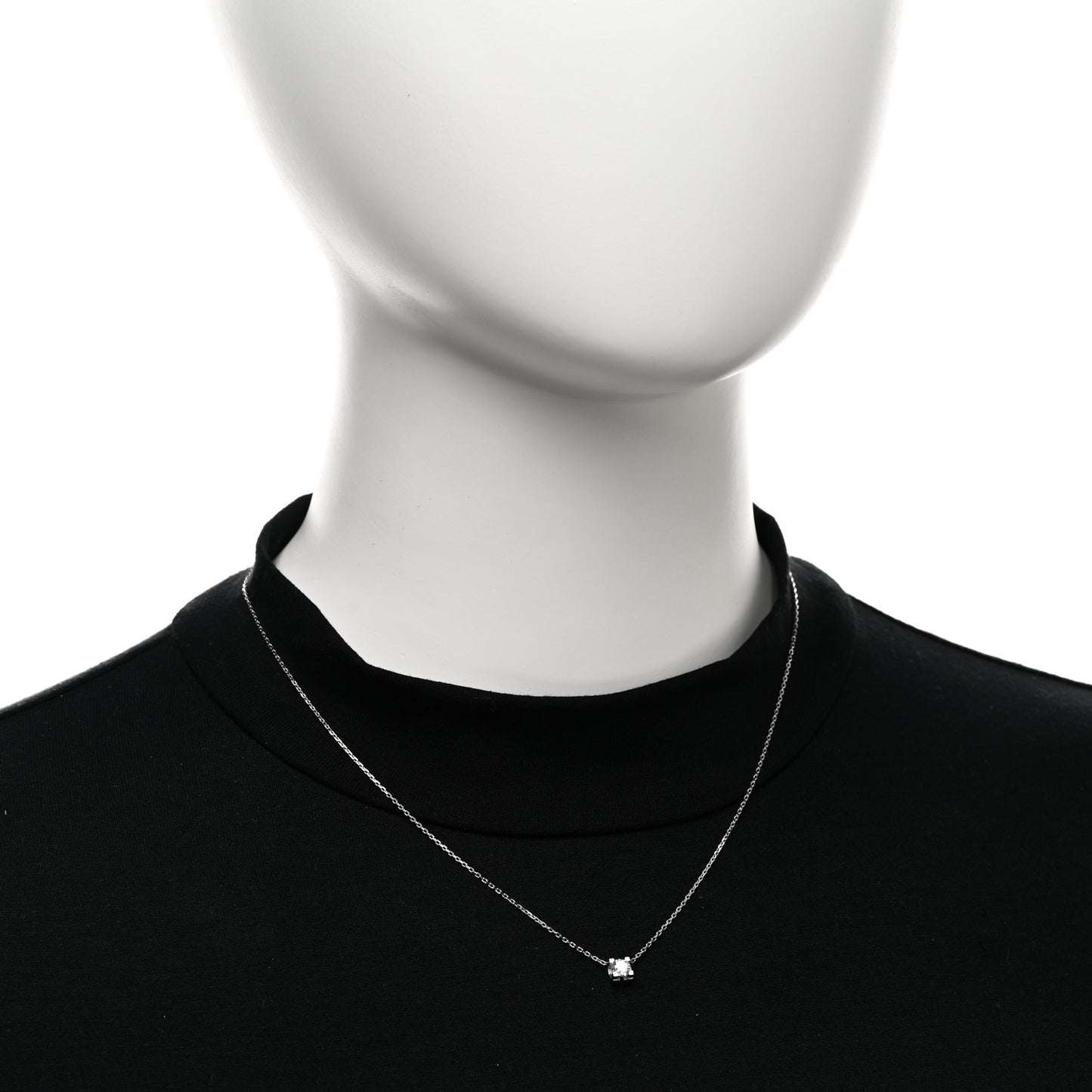 18K White Gold Diamond .31ct C De Cartier Pendant Necklace