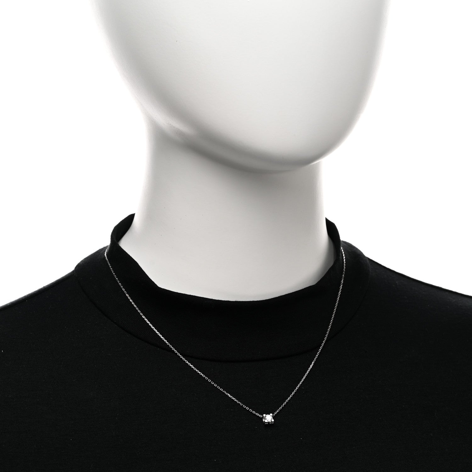 Cartier 18K White Gold Diamond .31ct C De Cartier Pendant Necklace 2 of 5