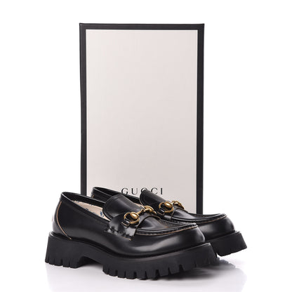 Gucci Cordovan Lux Womens Harald Horsebit 25mm Platform Loafers 38.5 Black 10 of 10
