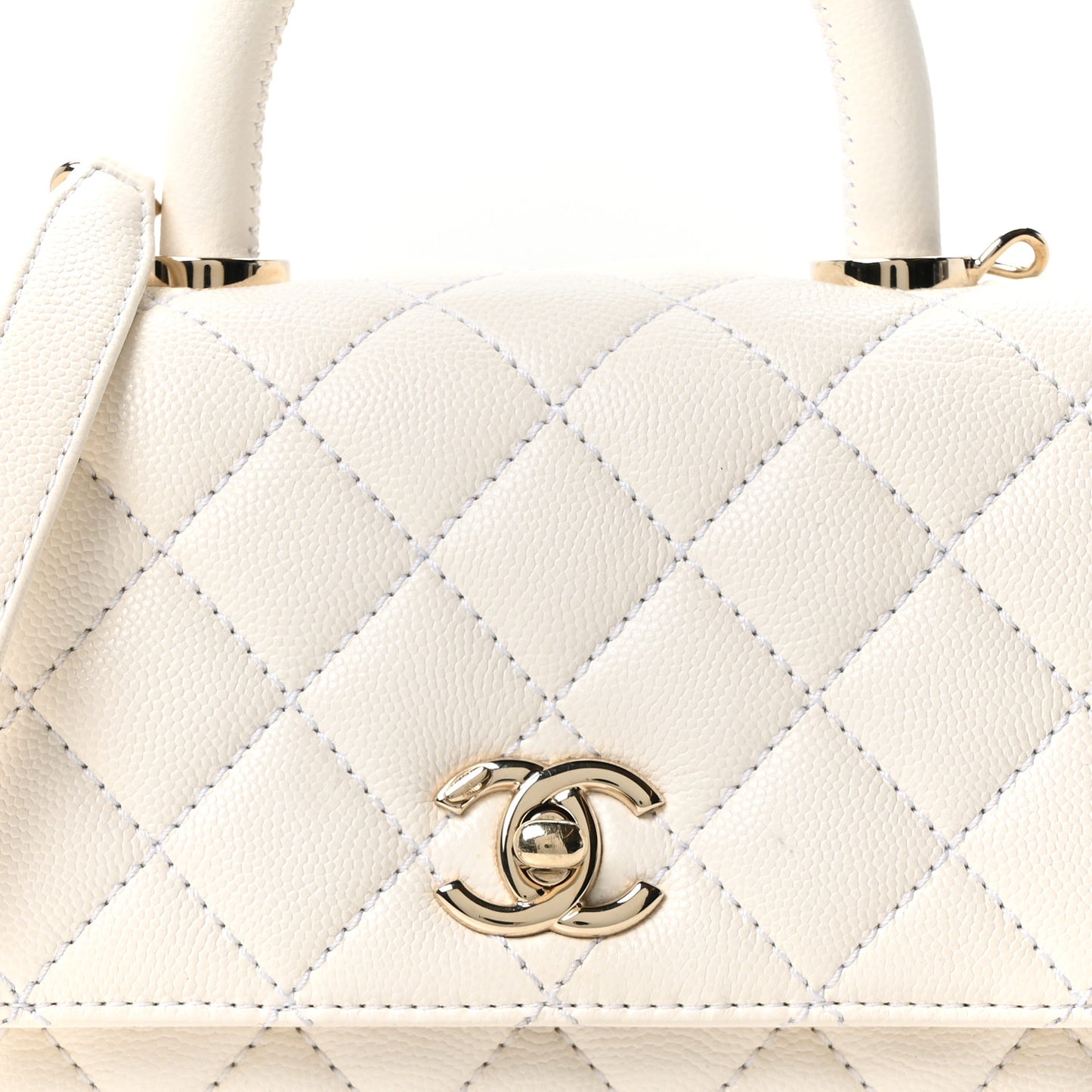 Caviar Quilted Extra Mini Coco Handle Flap White