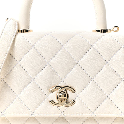 Chanel Caviar Quilted Extra Mini Coco Handle Flap White 8 of 10