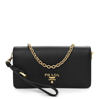 Prada Saffiano Metal Oro Mini Bag Black 1 of 9