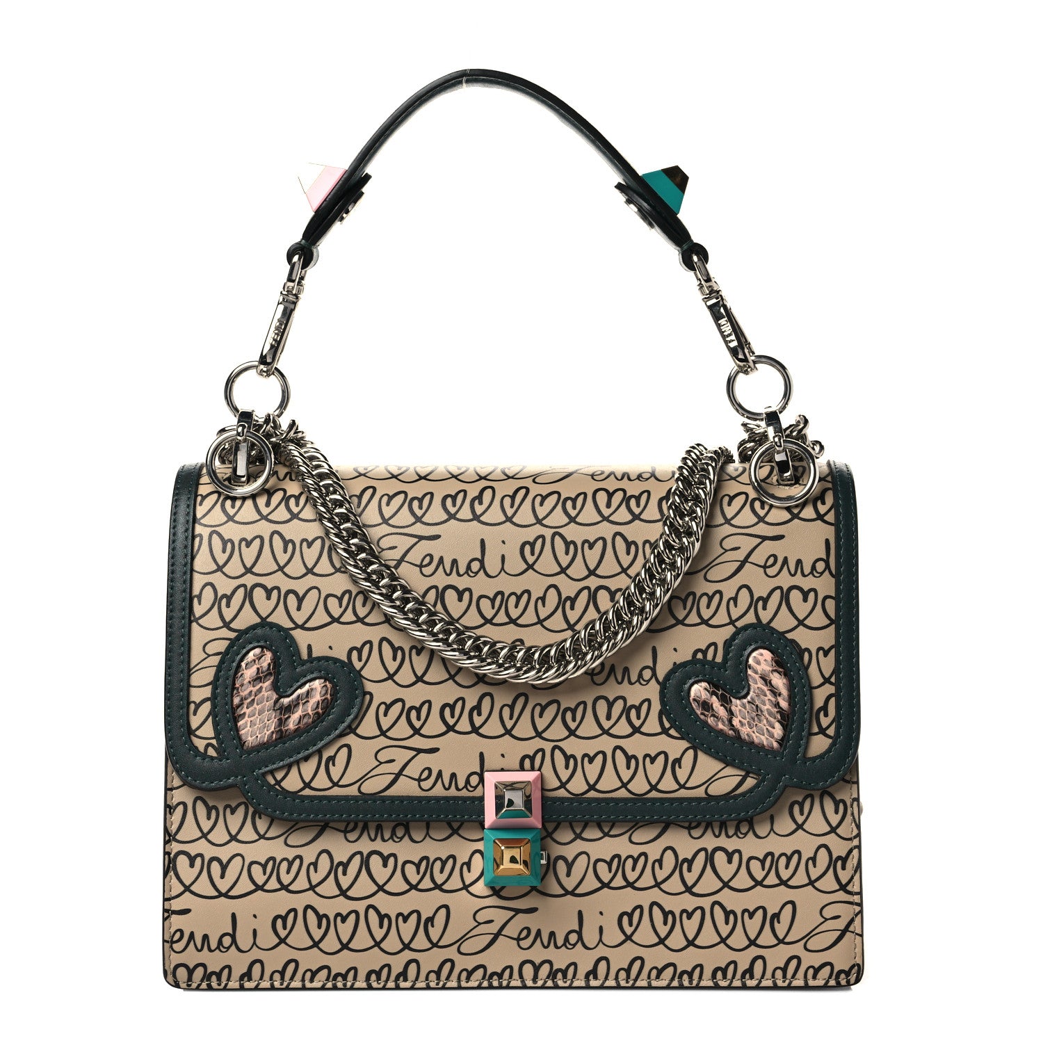 Fendi Vitello Liberty Elaphe Open Your Heart Kan I Shoulder Bag Amido Amazzonia Multicolor 1 of 6