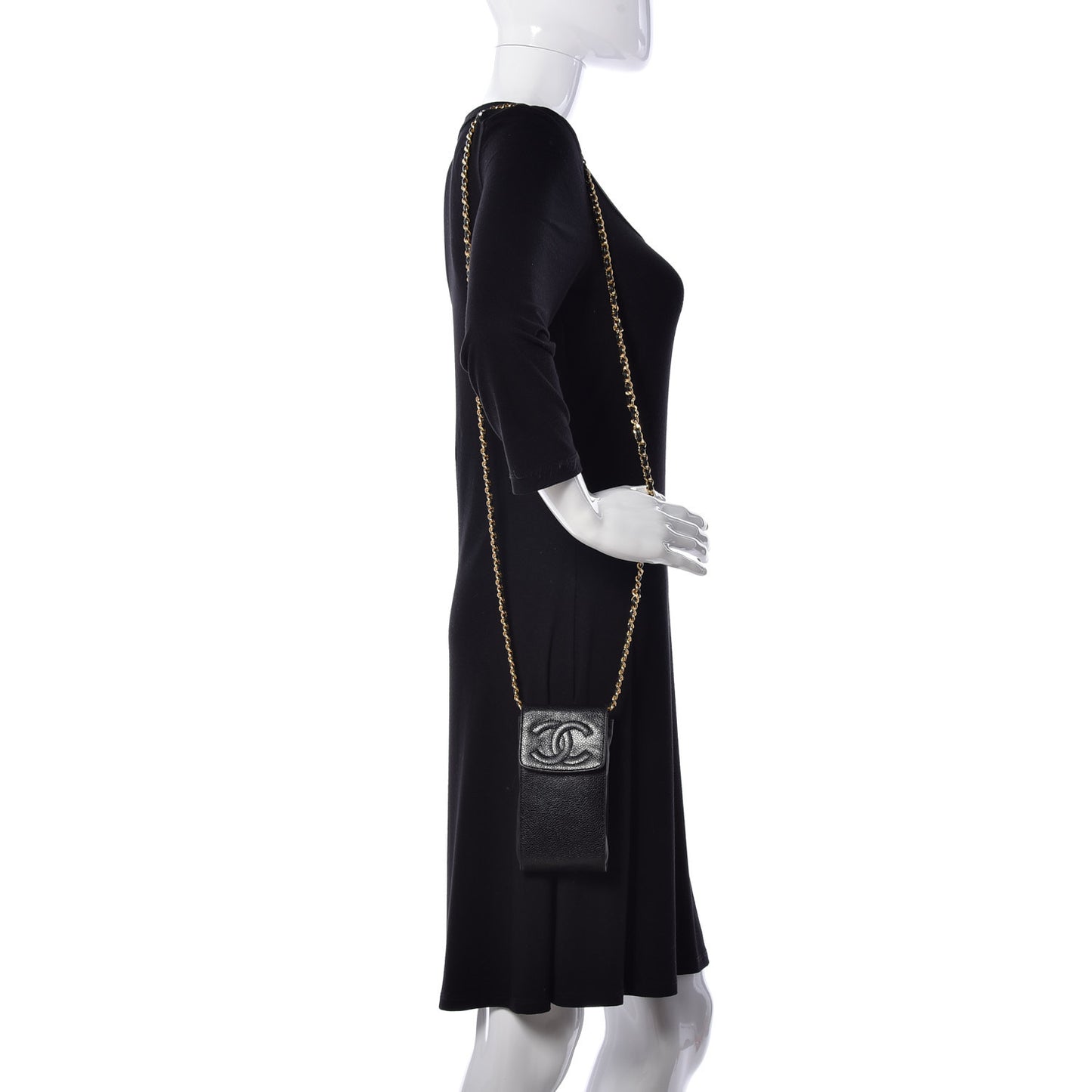 Caviar CC Phone Holder Crossbody Black