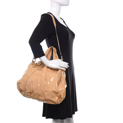 Gucci Patent Medium Hysteria Top Handle Bag Beige 2 of 14