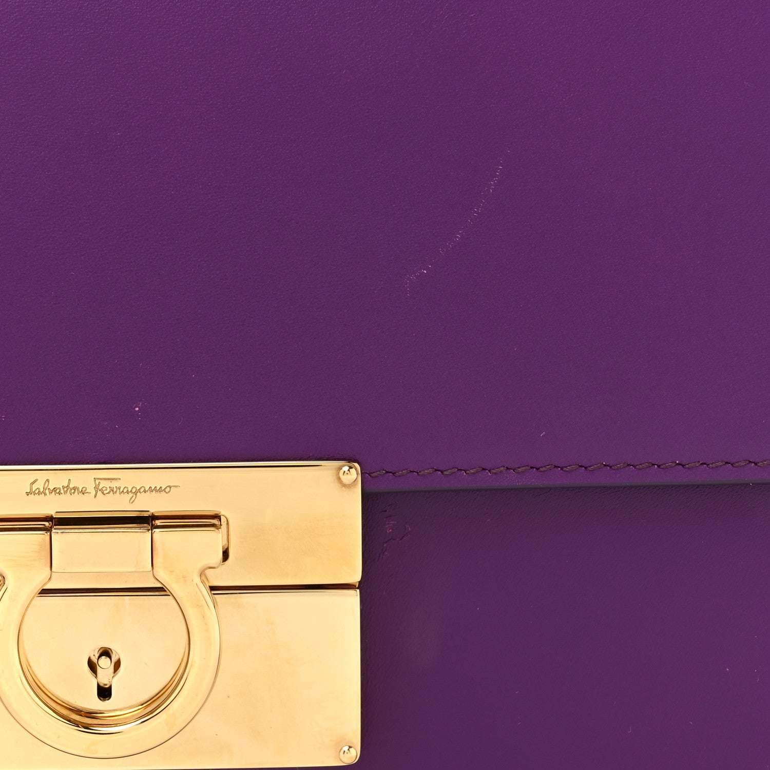 Salvatore Ferragamo Smooth Calfskin Medium Aileen Gancio Lock Shoulder Bag Grape Rosso 7 of 16