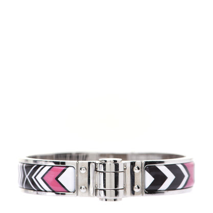 Hermes Enamel Printed Narrow Washington's Carriage Tattoo Hinged Bracelet S Faux Gris 1 of 13