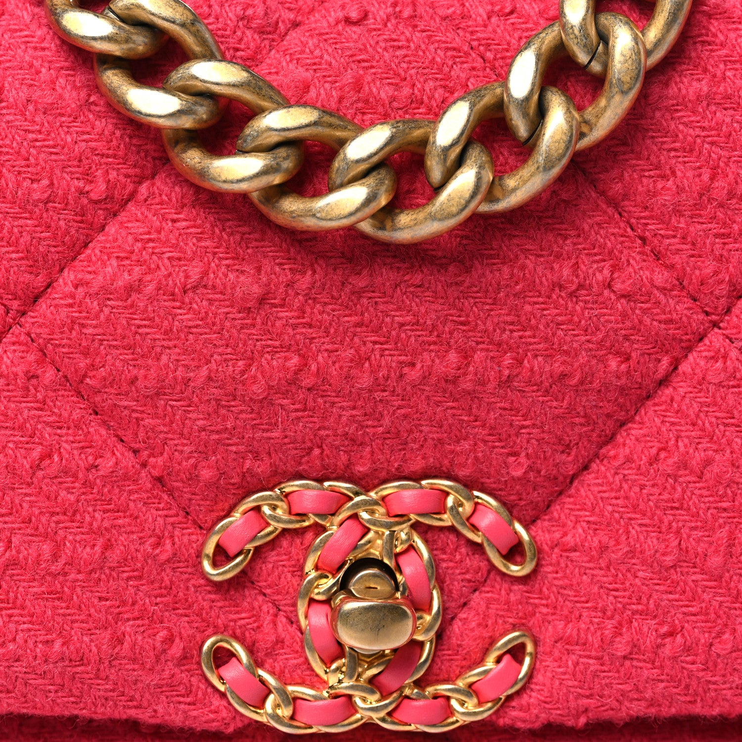 Chanel Tweed Quilted Medium Chanel 19 Flap Raspberry 8 of 10