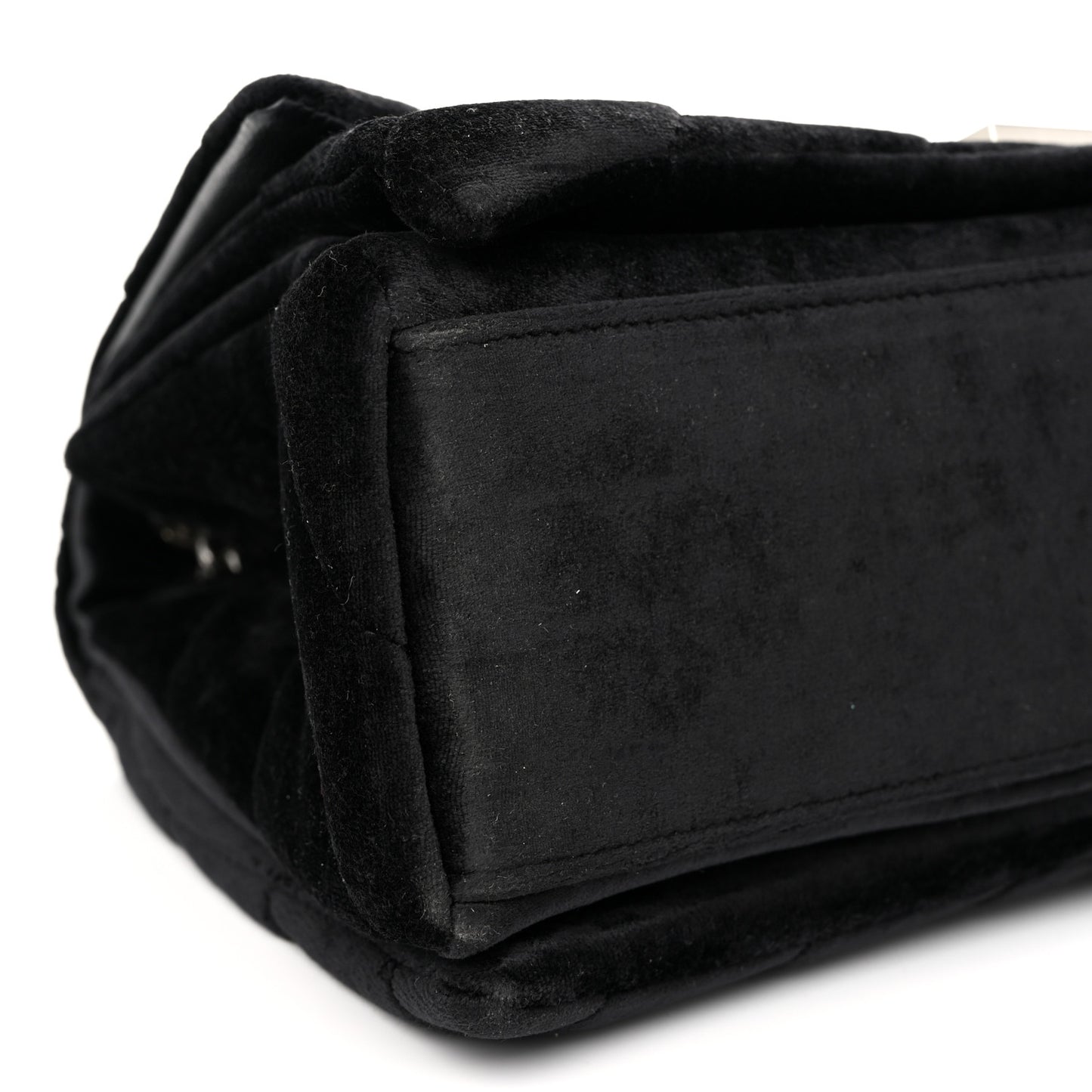 Crushed Velvet Quilted Medium Crush Chain Bag Black