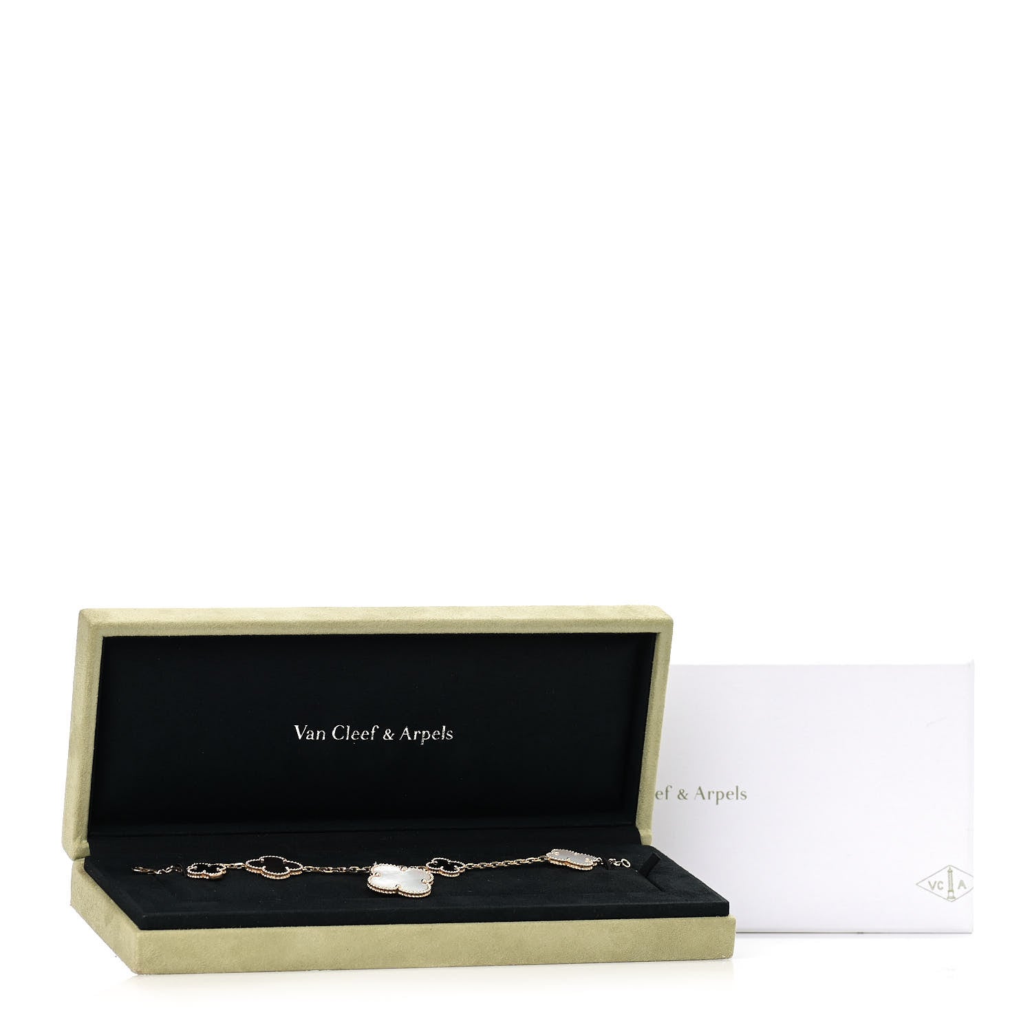 Van Cleef & Arpels 18K Yellow Gold Grey Mother of Pearl Black Onyx 5 Motifs Magic Alhambra Bracelet 4 of 4