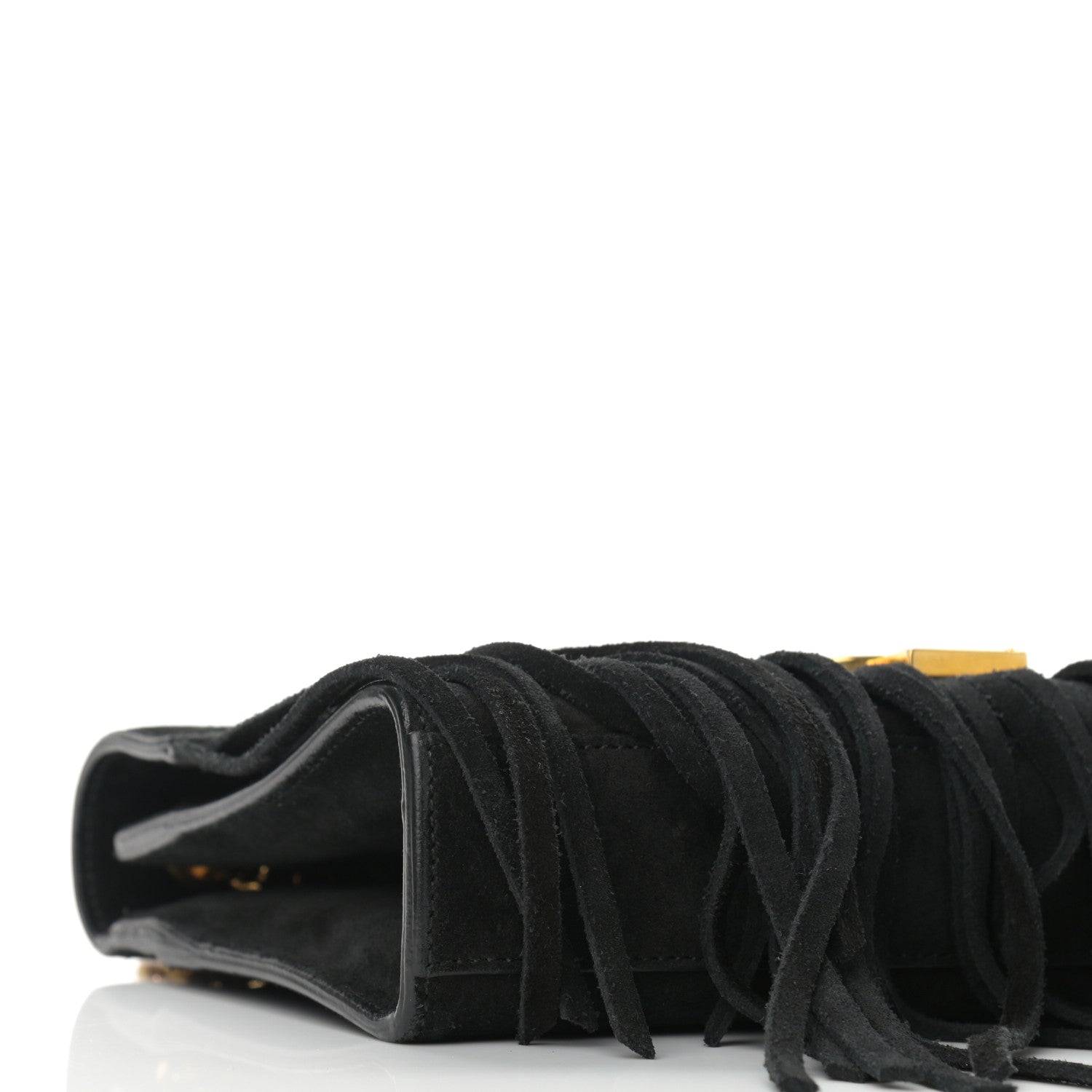 Saint Laurent Suede Fringe Small Monogram Satchel Black 7 of 8