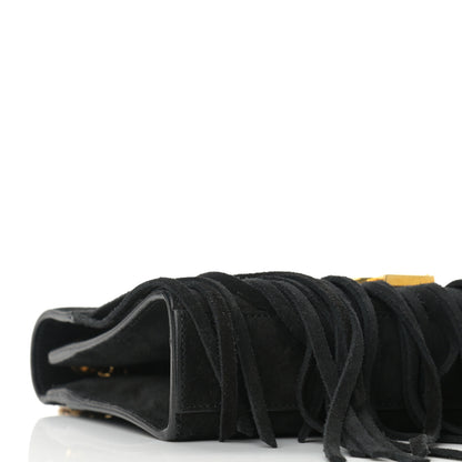 Saint Laurent Suede Fringe Small Monogram Satchel Black 7 of 8