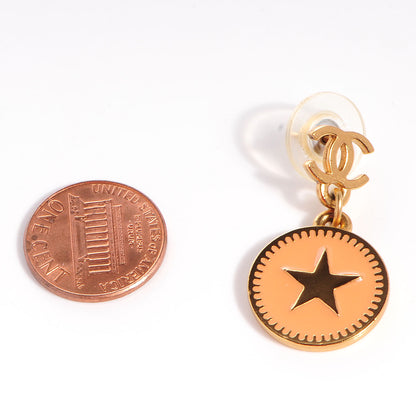 Chanel Enamel CC Star Drop Earrings Gold Peach 2 of 5