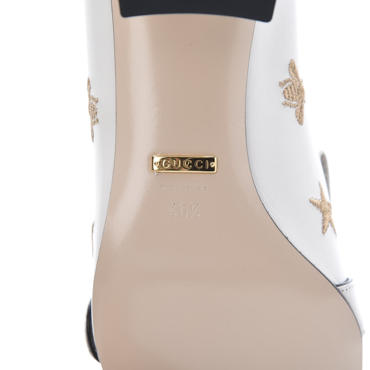 Quentin Goatskin Bee Star Embroidered GG Marmont Fringe 50mm Loafer Pumps 40.5 Mystic White