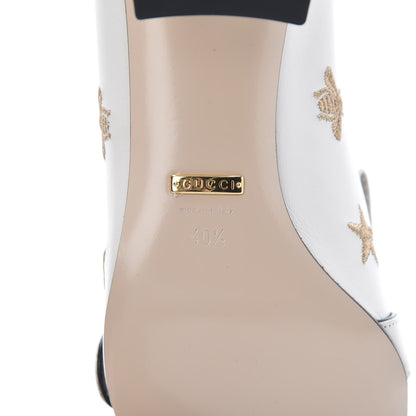 Gucci Quentin Goatskin Bee Star Embroidered GG Marmont Fringe 50mm Loafer Pumps 40.5 Mystic White 7 of 9