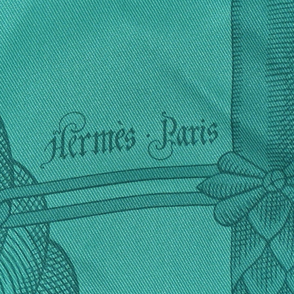 Hermes Silk Della Cavalleria Scarf 70 Vert White 2 of 6
