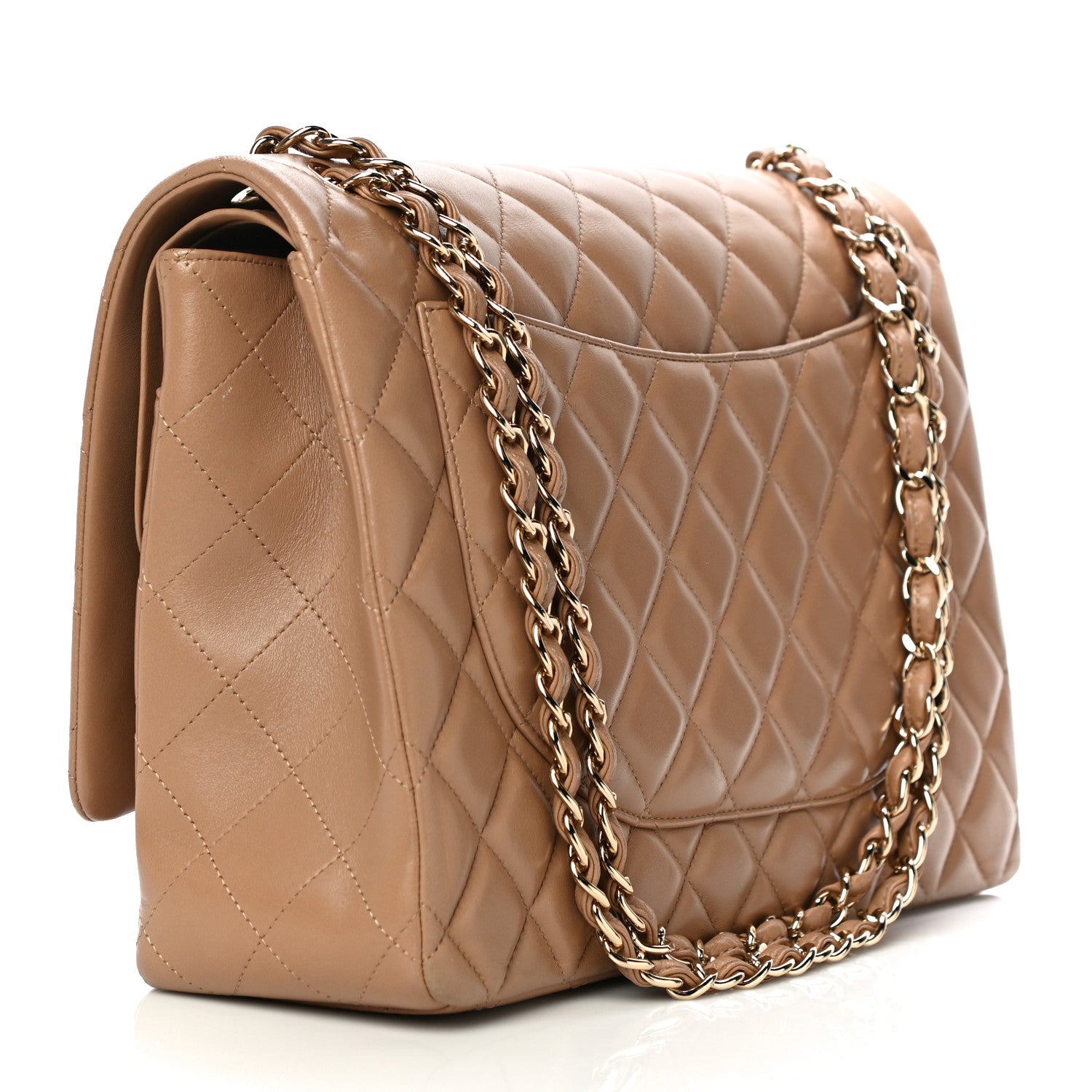 Chanel Lambskin Quilted Maxi Double Flap Beige 2 of 11