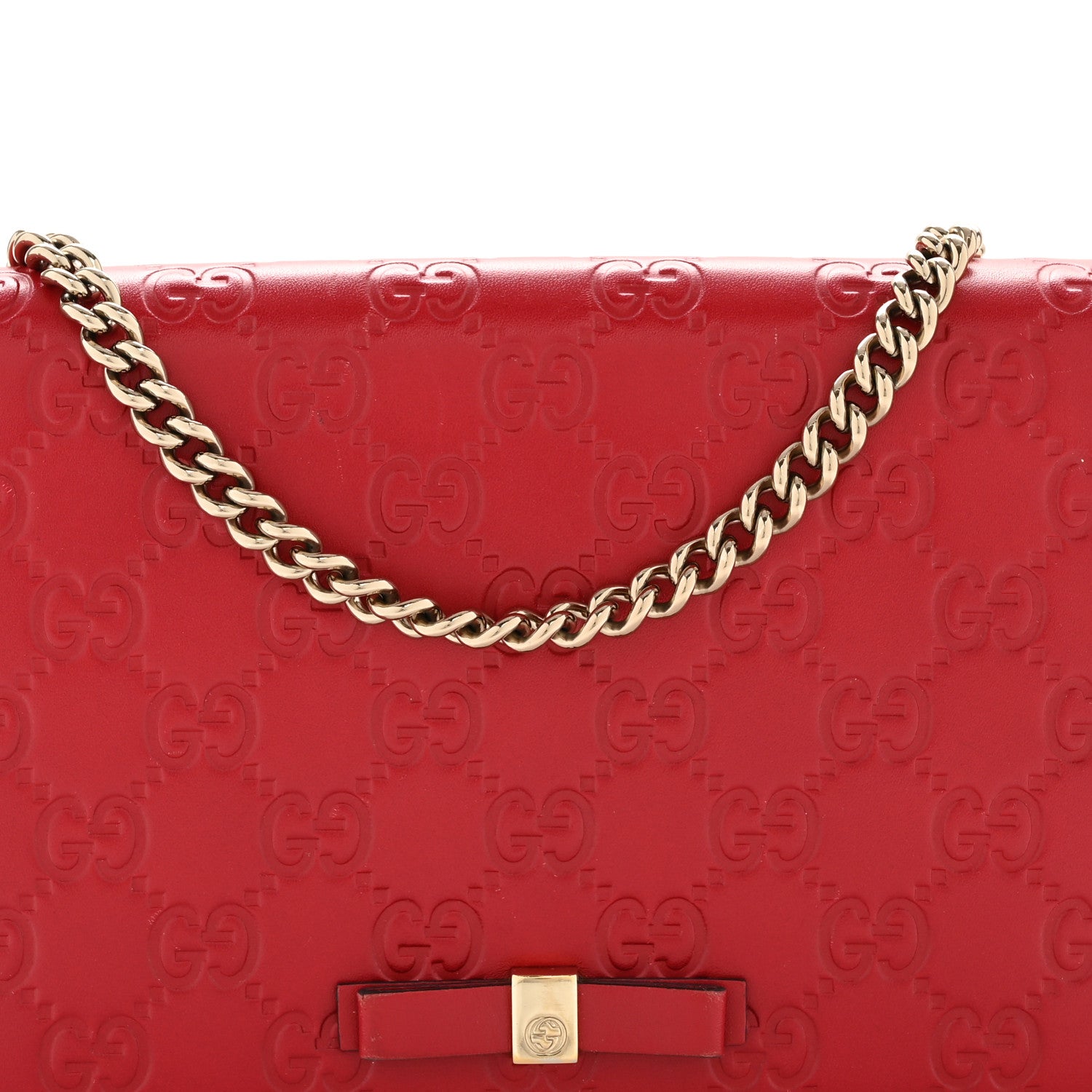 Gucci Guccissima Signature Bowy Chain Wallet Hibiscus Red 7 of 14