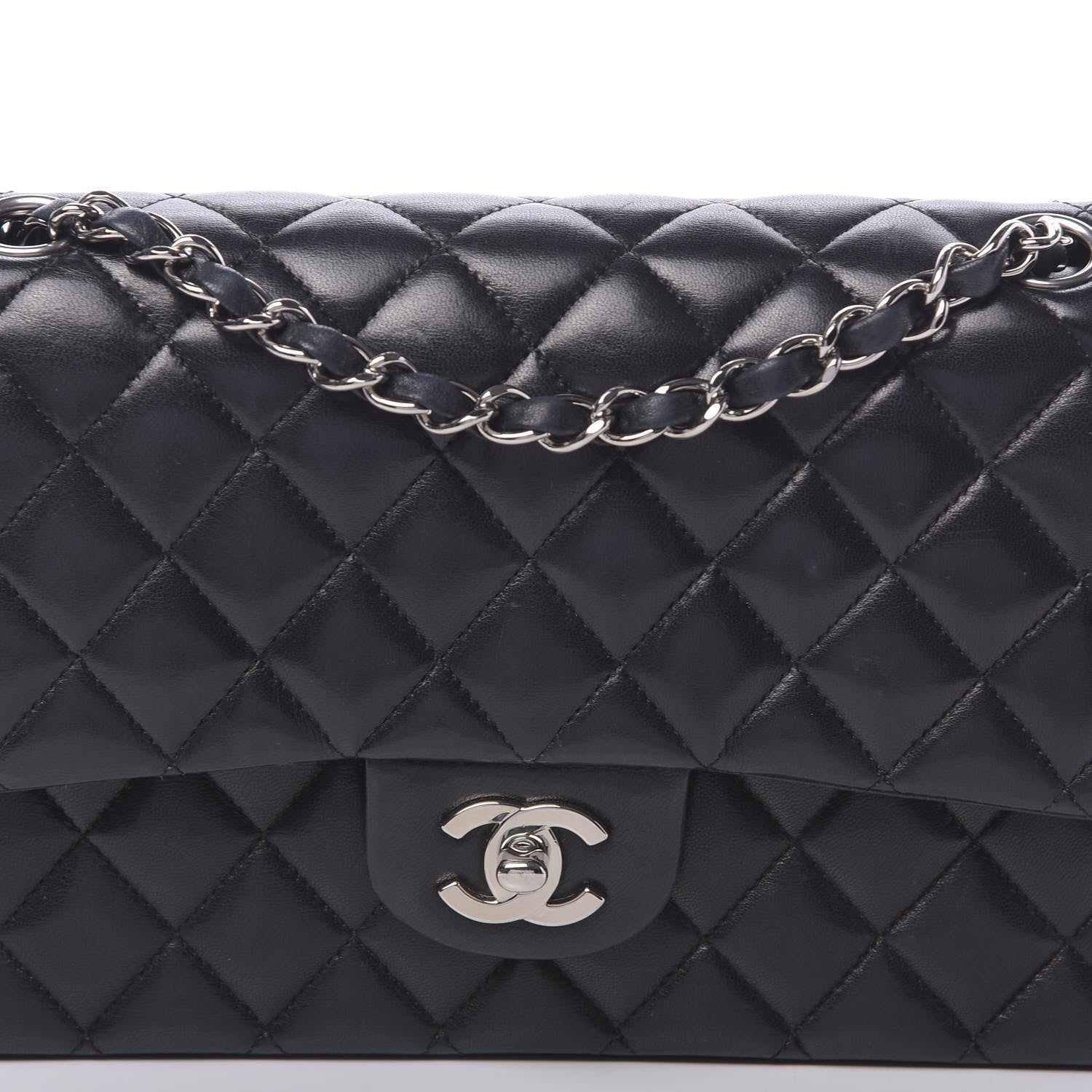 Chanel Lambskin Quilted Medium Double Flap Black 13 of 17