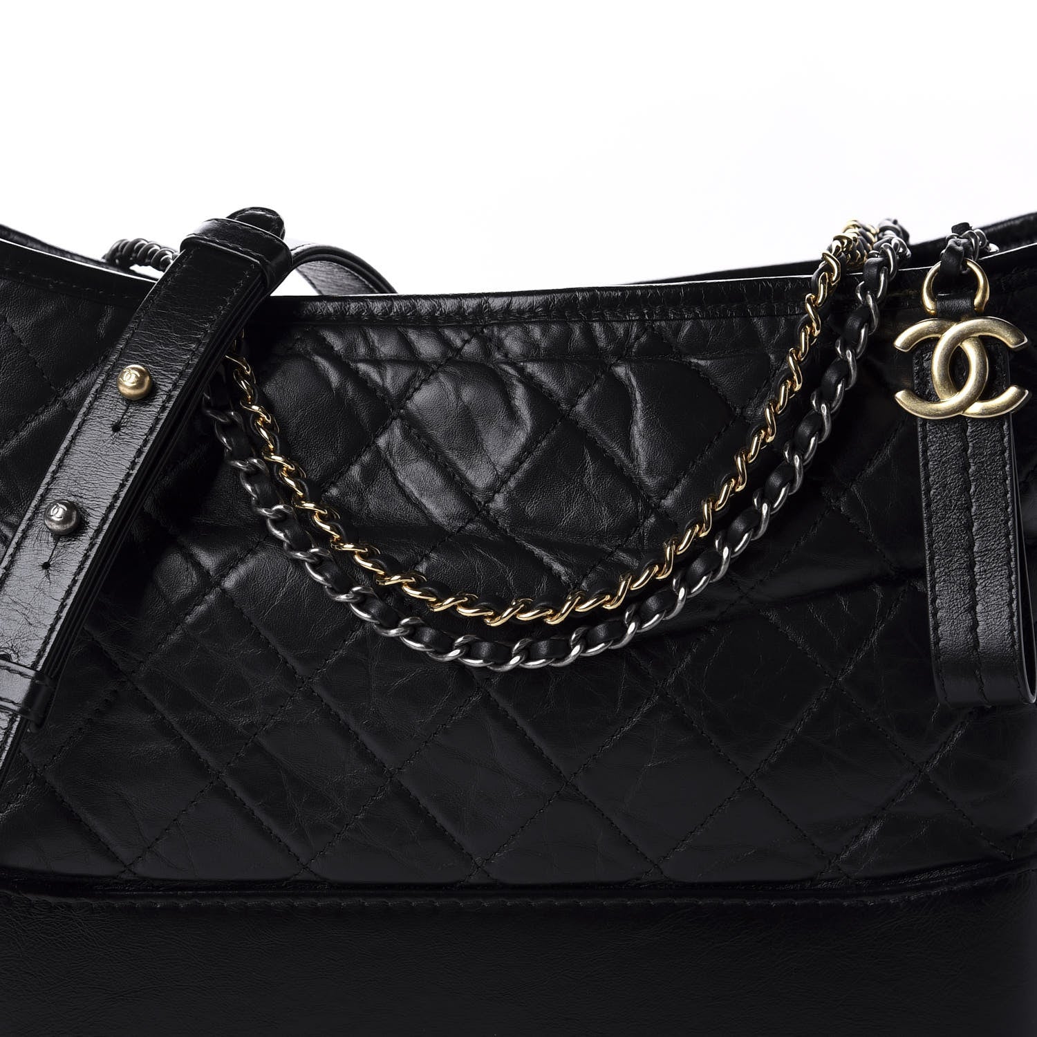 Chanel Aged Calfskin Quilted Medium Gabrielle Hobo Black 10 of 11