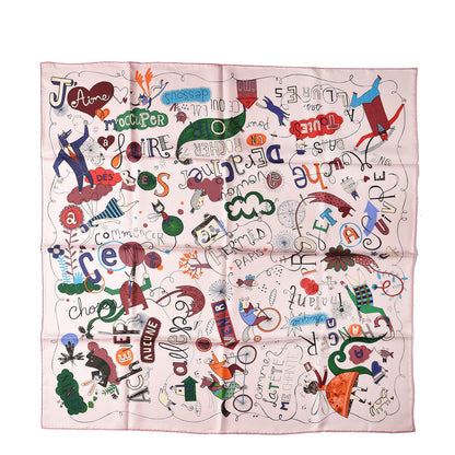 Hermes Silk Les Confessions Scarf 90 Rose Pale Bleu Vert 1 of 8