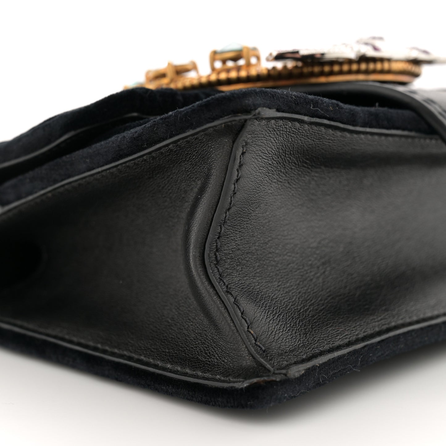Velluto Crystal Embellished Shoulder Bag Black