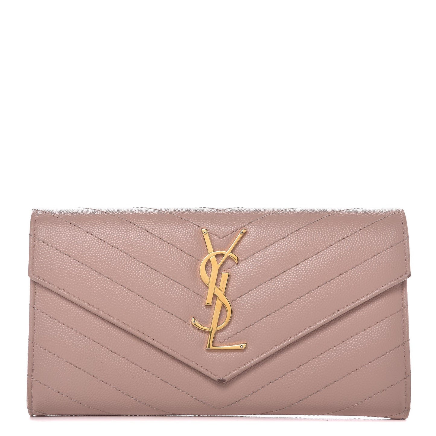 Grain De Poudre Matelasse Chevron Monogram Wallet Pale Pink