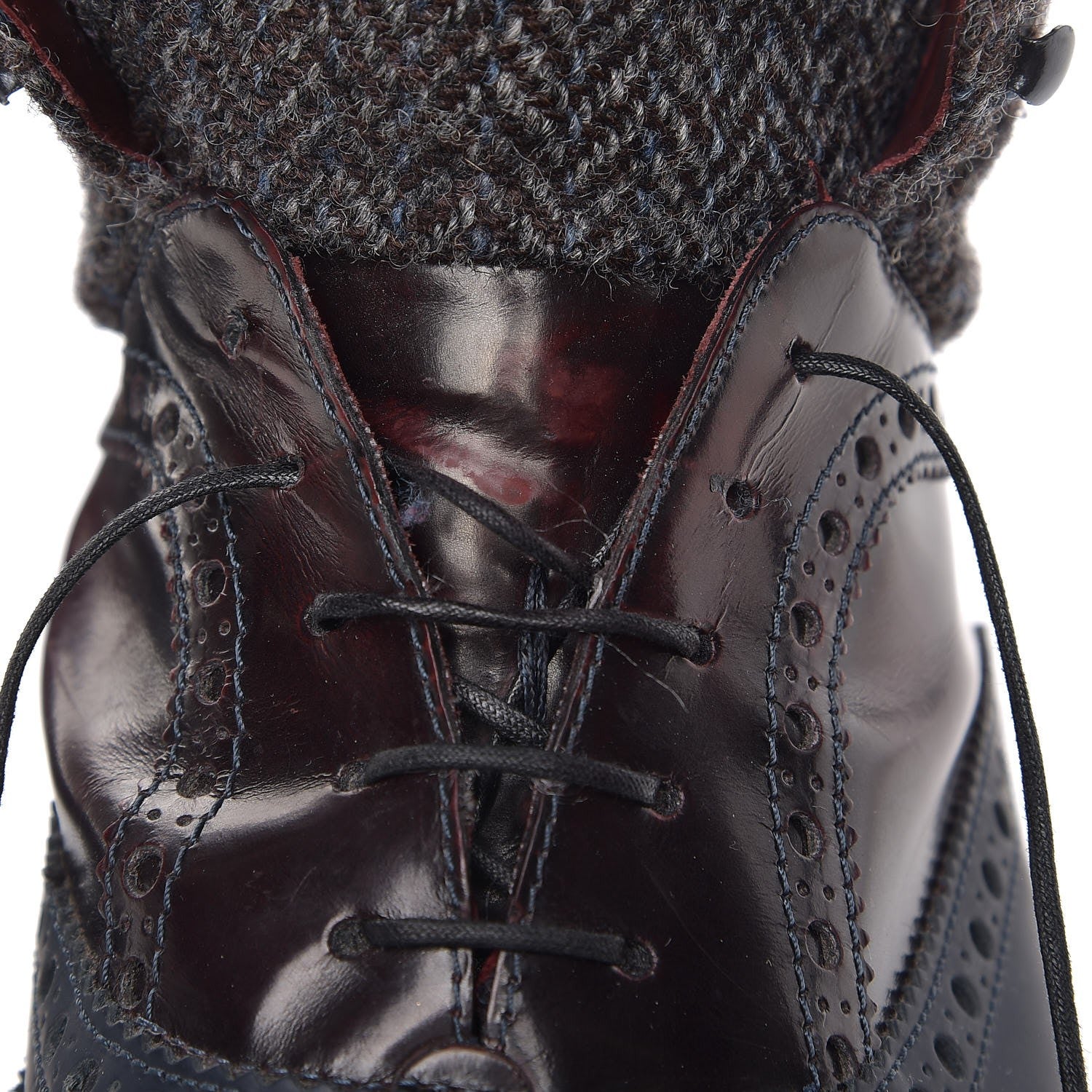 Louis Vuitton Mens Calfskin Tweed Oxford Lace Up Boots 9.5 Grey Brown 13 of 15