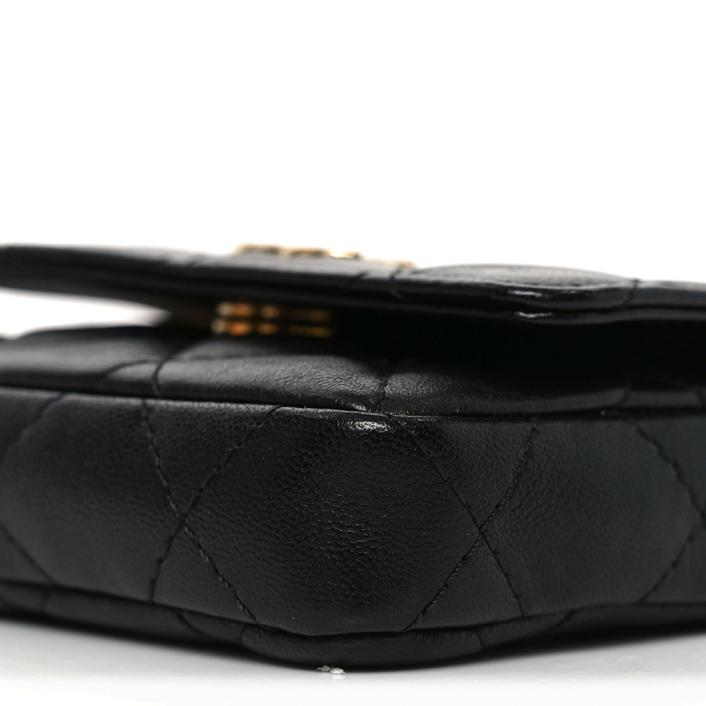 Lambskin Resin Pearl Quilted Mini Belt Bag Black