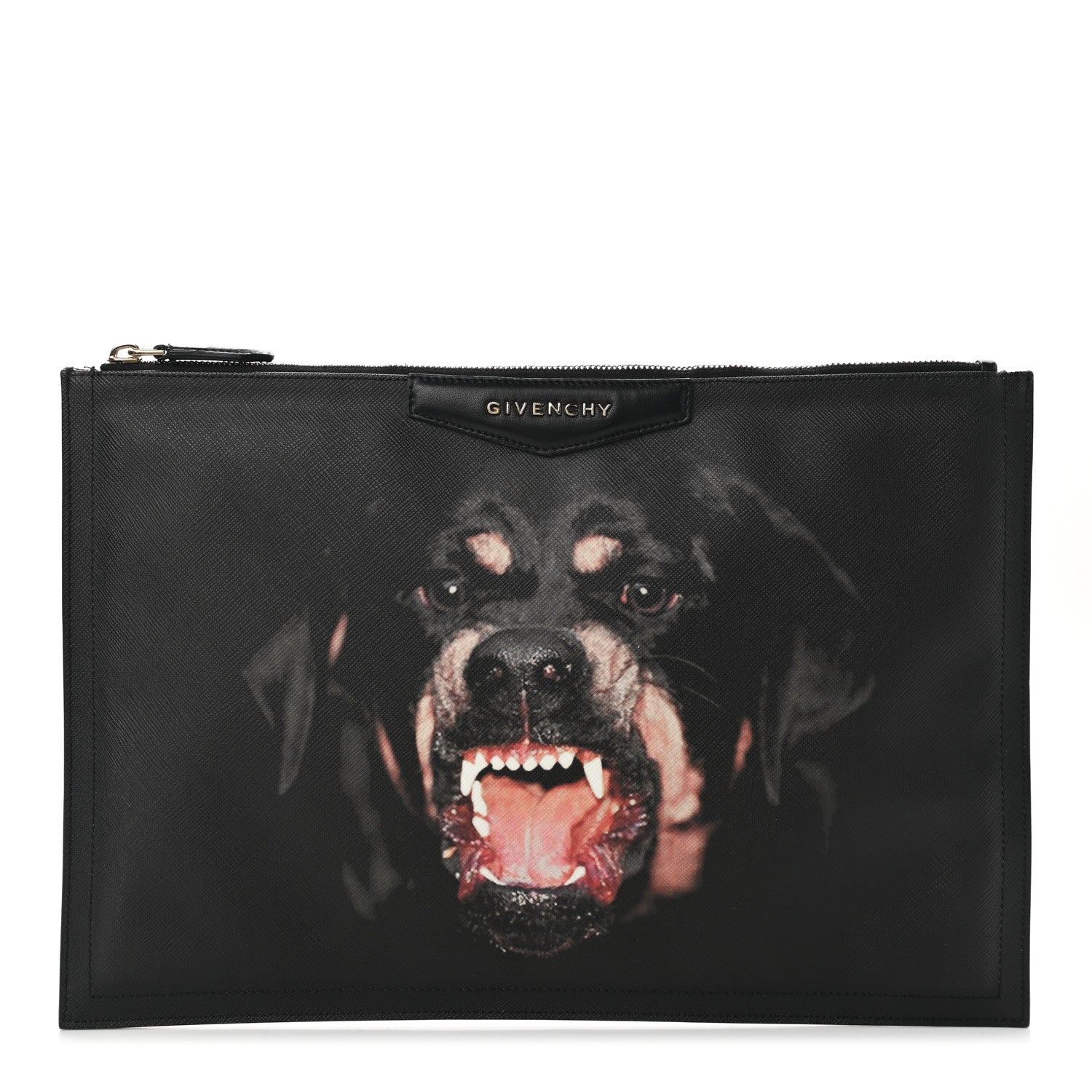 Givenchy Texutured Coated Canvas Rottweiler Print Medium Cosmetic Pouch Black 1 of 8