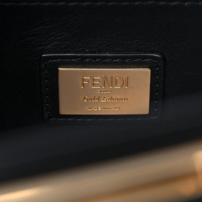 Fendi Vitello Seta Gold Studded Medium Peekaboo Iconic Satchel Black 7 of 17