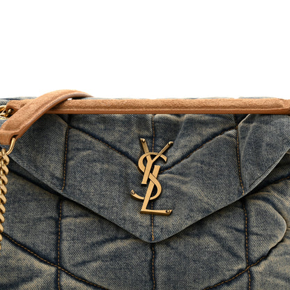 Saint Laurent Denim Quilted Small Loulou Puffer Monogram Chain Satchel Blue Cinnamon 8 of 11