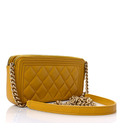 Chanel Calfskin Quilted Small Boy Clutch With Chain Yellow 2 of 7
