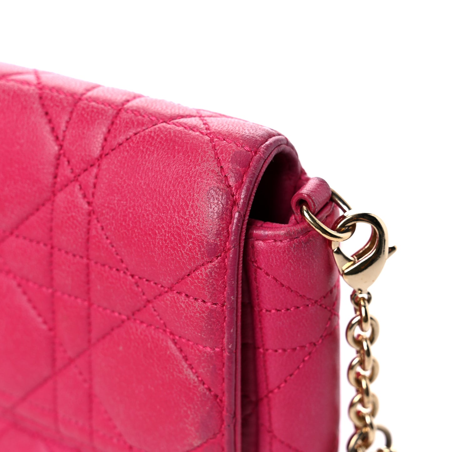 Lambskin Cannage Miss Dior Promenade Pouch Fuchsia
