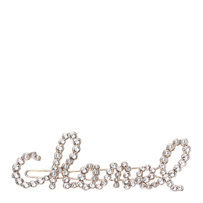 Chanel Metal Glass Swirling Pearls Hair Clip Gold 1 of 3