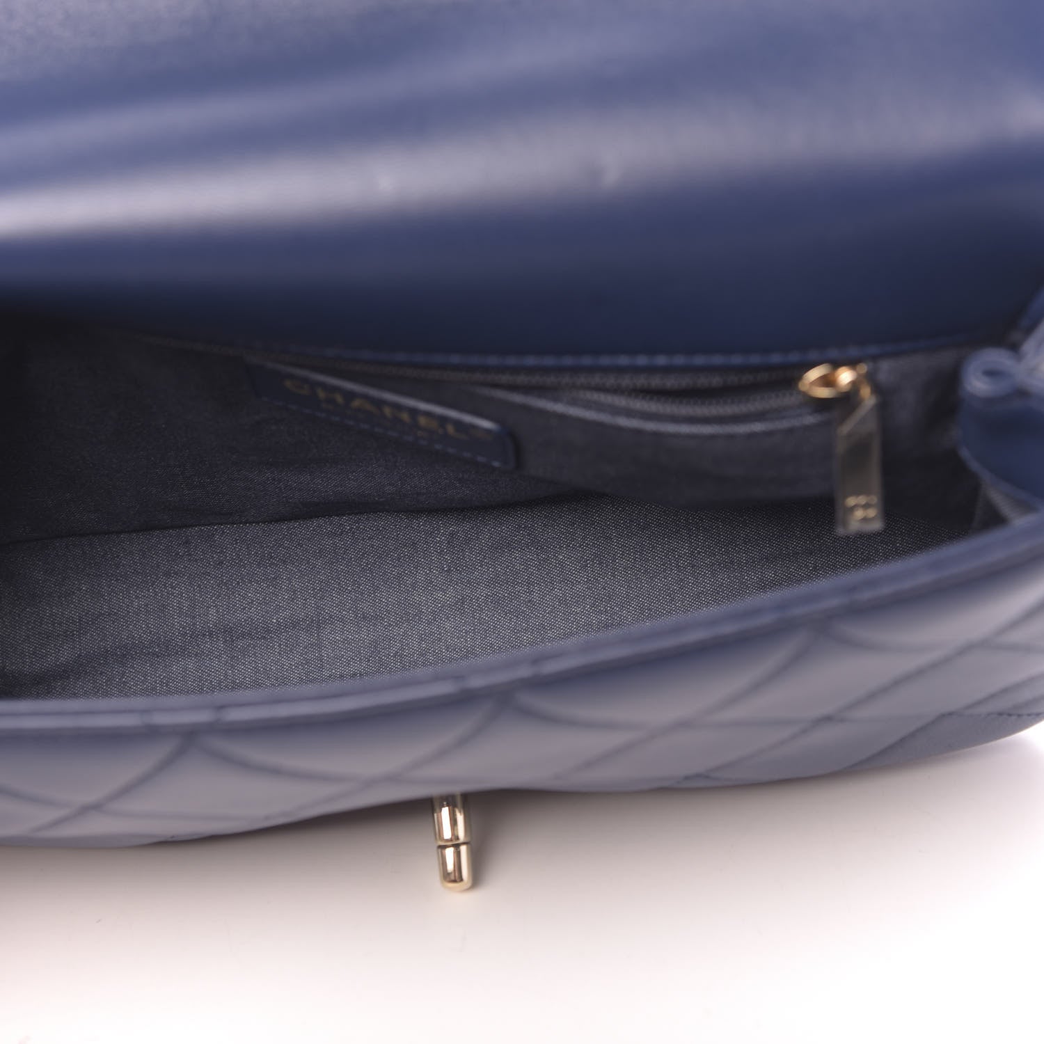 Chanel Lambskin Quilted Resin Bi-Color Chain Flap Bag Navy 4 of 10