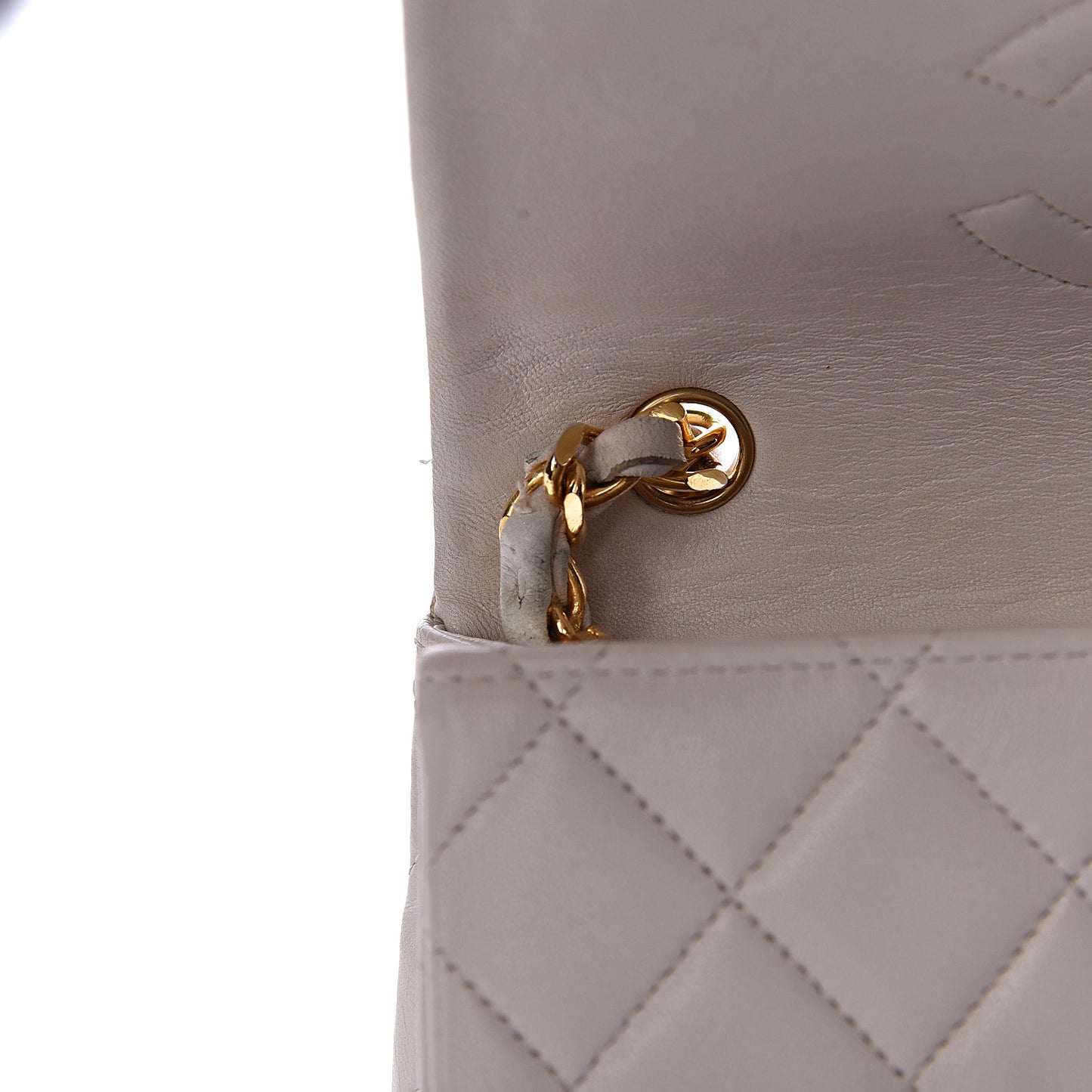 Lambskin Quilted Mini Flap White