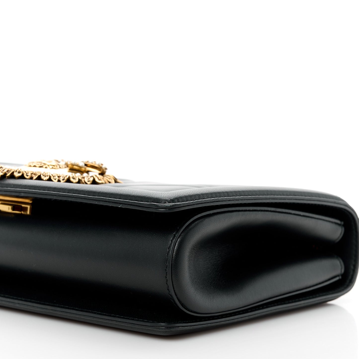 DOLCE & GABBANA Calfskin Medium Devotion Crossbody Bag Black