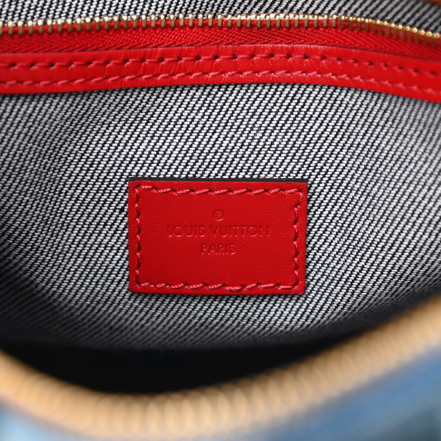 Louis Vuitton Denim Damier Monogram Patchwork Speedy Bandouliere 30 Blue Rouge 6 of 8