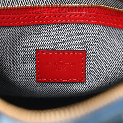 Louis Vuitton Denim Damier Monogram Patchwork Speedy Bandouliere 30 Blue Rouge 6 of 8