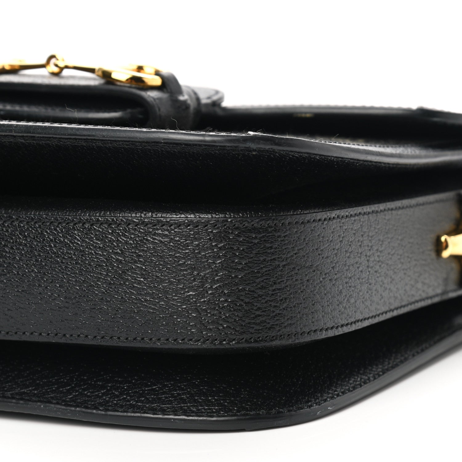 Gucci Jacquard Black Denim GG Monogram Textured Dollar Calfskin Horsebit 1955 Shoulder Bag Black Ivory 11 of 13
