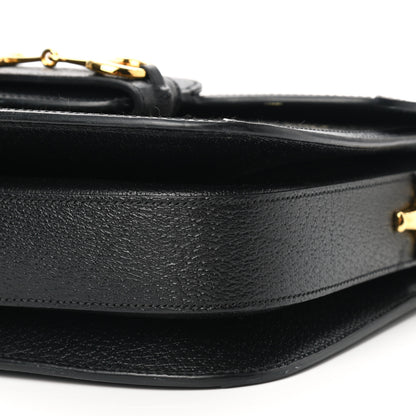 Gucci Jacquard Black Denim GG Monogram Textured Dollar Calfskin Horsebit 1955 Shoulder Bag Black Ivory 11 of 13