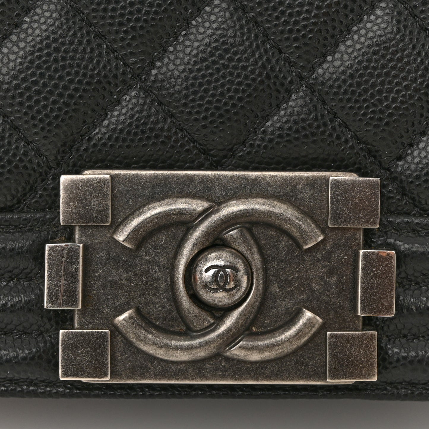 Caviar Quilted Small Boy Flap Black