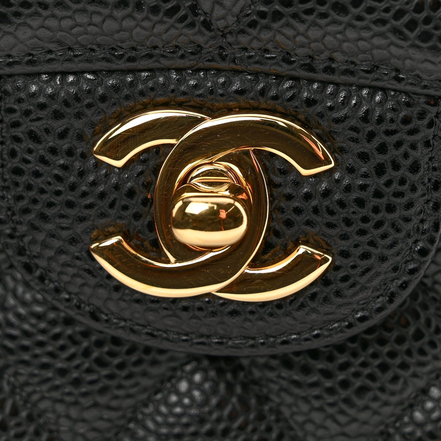 Caviar Quilted Medium Double Flap Black